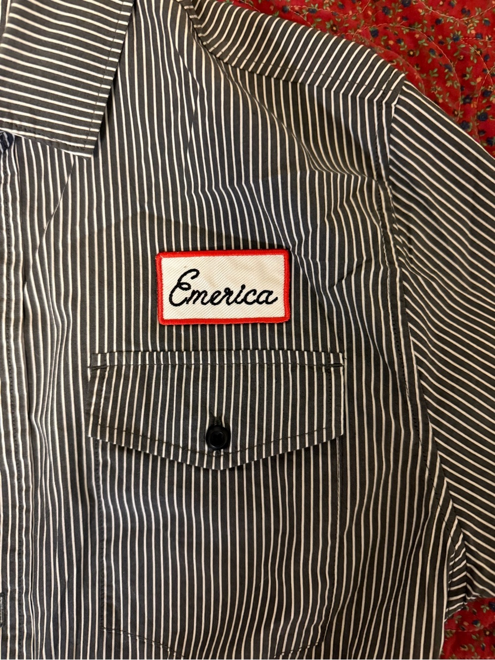 Emerica Men’s Black & White Striped Short-Sleeve Button Up Shirt - Picture 2 of 6